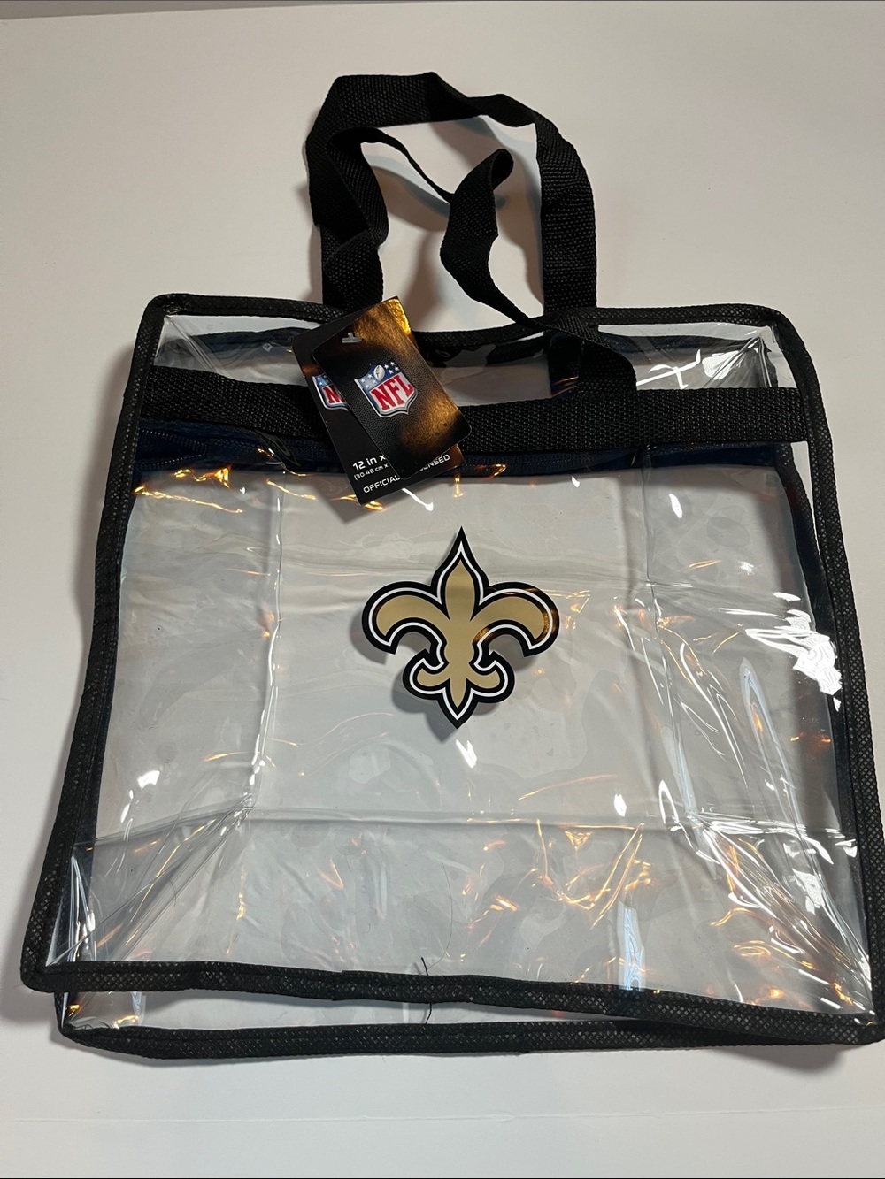 NFL Clear Tote Bag New Orleans Saints with Black Trim NWT